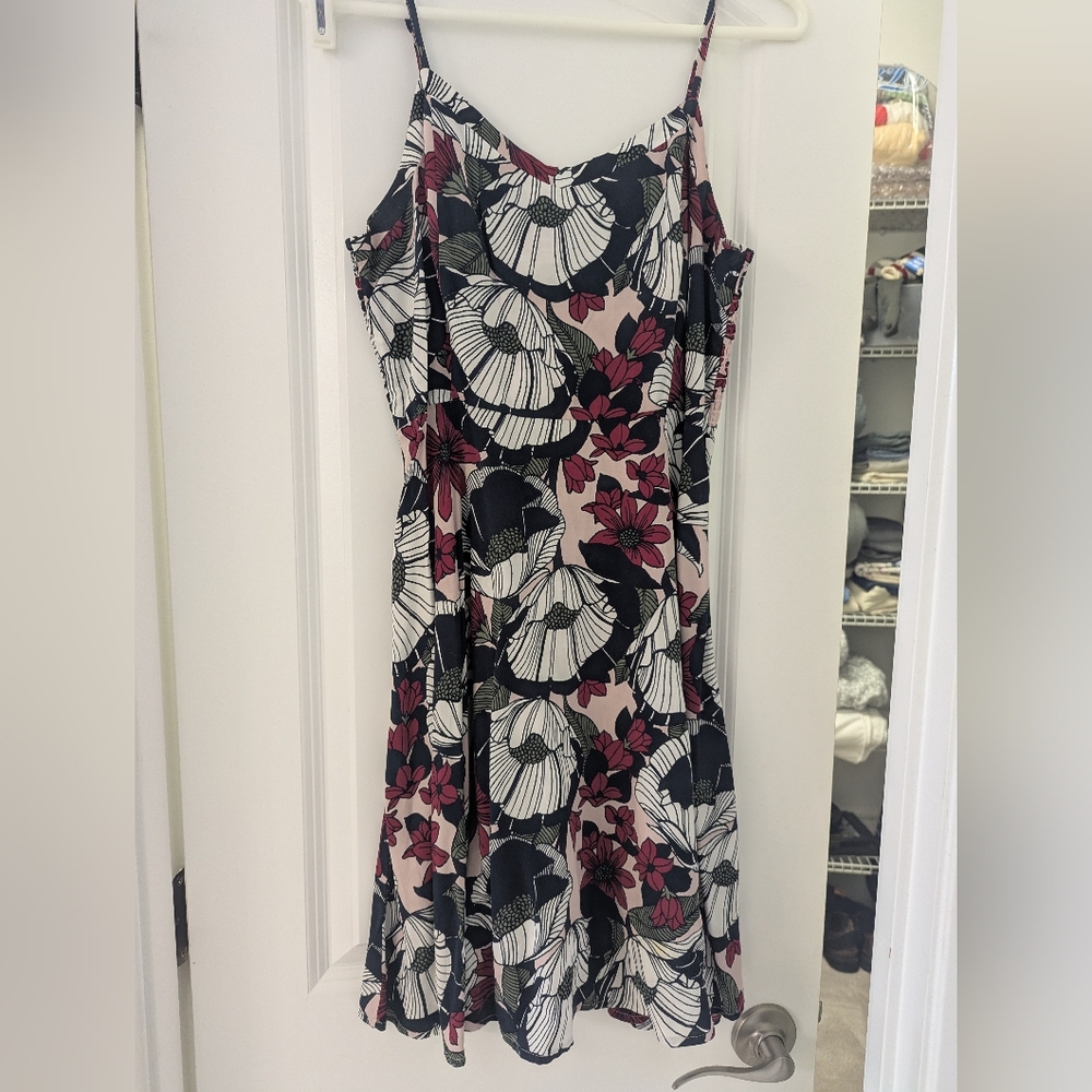 Floral Blue and Red Women's Dress
